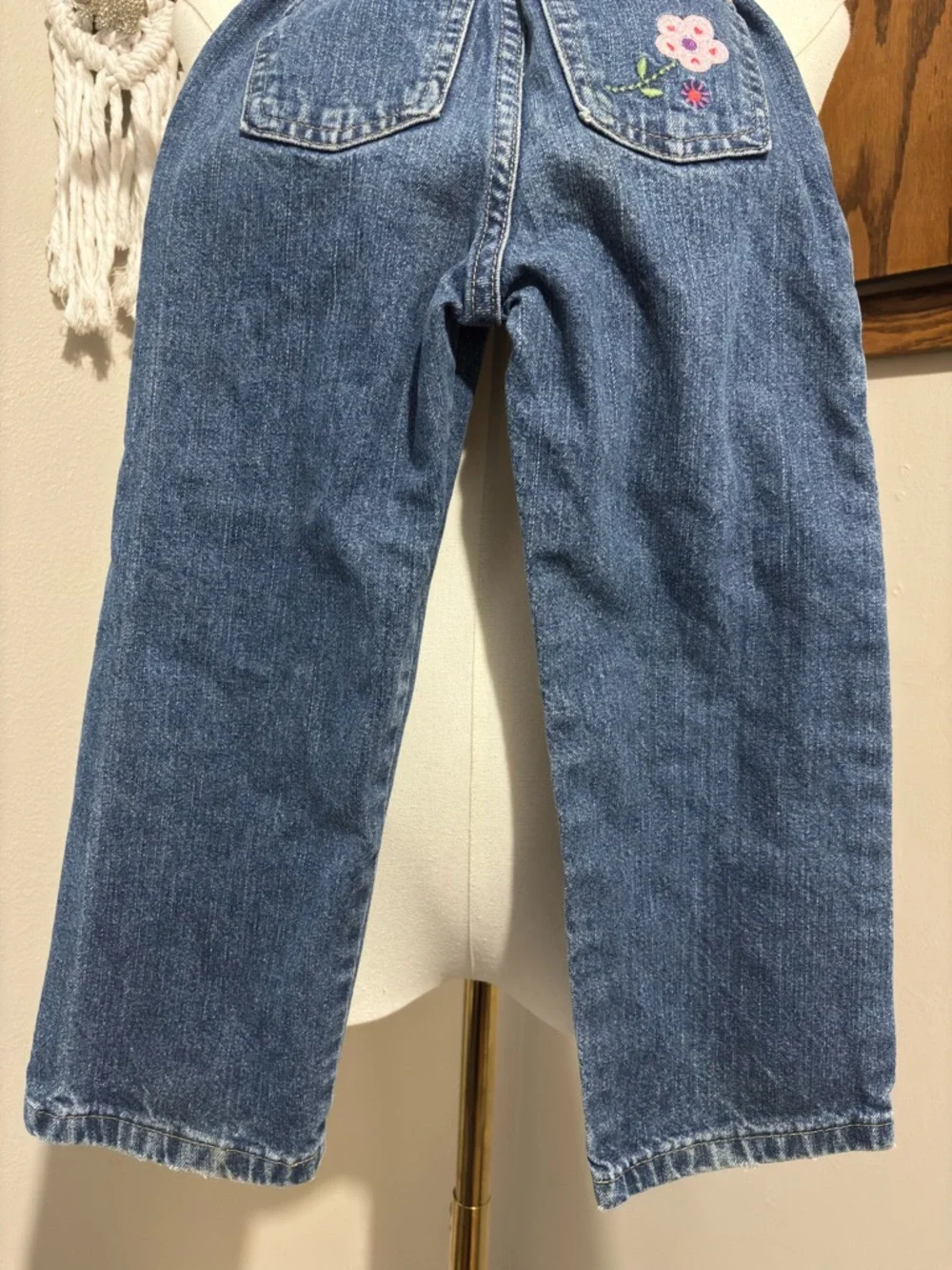 Lee Vtg Embroidered Floral Jeans Girls Size 4 Straight Leg